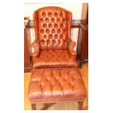 LEATHER WINGBACK W/MATCHING OTTOMAN