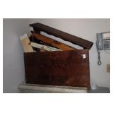 WOOD BOX & WALL SHELVES ETC