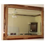 LARGE FRAMED BEVELED WALL MIRROR