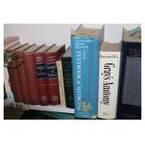 MEDICAL BOOKS, HORSE BOOKENDS ETC