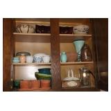 CABINET OF POTTERY PIECES