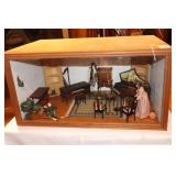 DISPLAY BOX WITH MINIATURE FURNITURE