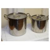 (2) STAINLESS STOCK POTS W/COVERS
