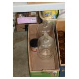 BOTTLES, GLASS ROLLING PIN ETC