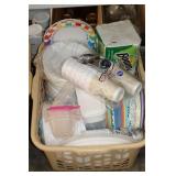 BASKET OF PAPER PLATES