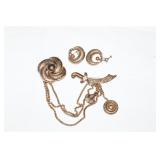 STERLING SILVER BROACH & EARRINGS