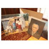 UNFRAMED OIL PAINTINGS, PAPER ETC