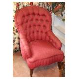 RED FABRIC ACCENT CHAIR