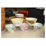 DOG DISH & (12) HAND PAINTED BOWLS