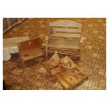 BOX WITH WOOD FURNITURE & OTHER PCS