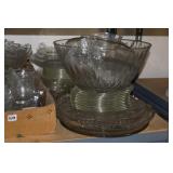 SHELF OF CLEAR GLASSWARE