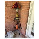 2 METAL PLANT STANDS WITH FLOWER DECOR