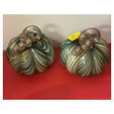 2 GLASS PUMPKINS