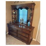 PINE LOOK DRESSER WITH MIRROR AND MATCHING NIGHT