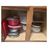 PYREX BAKING PANS, CAKE PLATE BOWLS, ETC