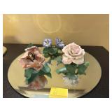 3 LENOX FLOWERS ON MIRROR PLATE