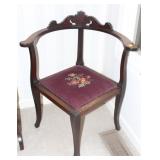 VICTORIAN CORNER CHAIR W/ NEEDLEPOINT