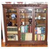 OAK 3-DOOR BOOKCASE W/ OLD MAN