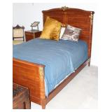 FRENCH INLAYED MAHOGANY BED W/ BRASS