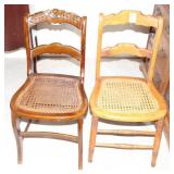 2 CANE BOTTOM ANTIQUE CHAIRS