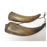 2 SMALL PLAIN POWDER/PRIMER HORNS