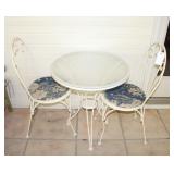 3 PC IRON & GLASS TOP TABLE & CHAIRS