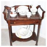 ANTIQUE BOWL & PITCHER STAND W/ 1