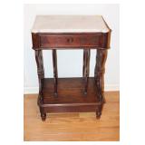 ROSEWOOD MARBLE TOP 1 DRAWER STAND