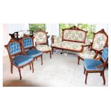 WALNUT VICTORIAN PARLOR SET 6 PC
