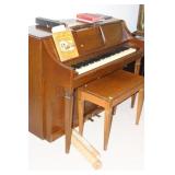 PLAYER PIANO W/ STOOL & SHEET MUSIC