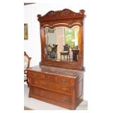 WALNUT VICTORIAN WALNUT MARBLE TOP