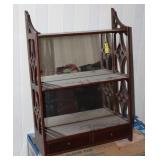 2 MAHOGANY HANGING SHELVES, ONE WITH