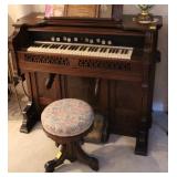 WALNUT VICTORIAN PUMP ORGAN W/