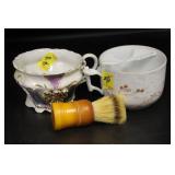 SHAVING MUG W/ BRUSH & MUSTACHE CUP