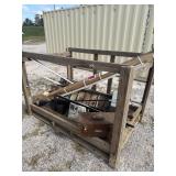 WOODEN PLATFORM WITH ASSORTED ITEMS