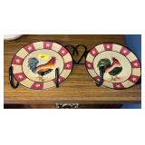 PAIR OF HOME INTERIOR ROOSTER PLATES