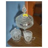 CRYSTAL DIAMOND POINT 12" COVERED COMPOTE.....