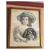 "MY LITTLE PLAY FELLOW" ANTIQUE PRINT, FRAMED