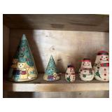 2 NESTING DOLL SETS - 1 5PC SNOWMAN, 3PC CHRISTMAS