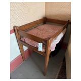 ANTIQUE PRIMITIVE ROPE BABY BED W/LIFT OUT FRONT