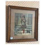 ANTIQUE PRINT FRAMED 17"x19