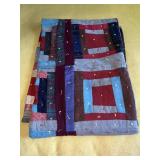 HAND TIED LOG CABIN QUILT 60"x68"