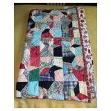 HAND MADE QUILT 80"x66" W/ HAND TIED BLANKET
