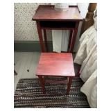 VINTAGE GOSSIP BENCH W/ BUILT IN PULL OUT STOOL