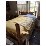 PRIMITIVE ROPE BED W/ FEATHER BEDS...