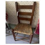 PRIMITIVE MULE EAR LADDER BACK CHAIR W/ WOVEN SEAT