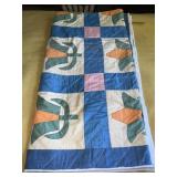 MACHINE SEWN QUILT (TULIP PATTERN) 70"x76"