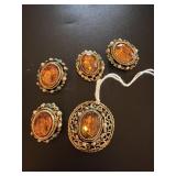 PAIR OF VINTAGE AMBER CLIP ON EARRINGS W/...