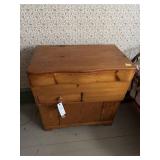 PINE PRIMITIVE COMMODE W/ LIFT TOP