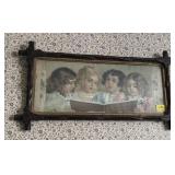 4 GIRL CHOIR IN BLACK FORREST STYLE FRAME 26"x16"
